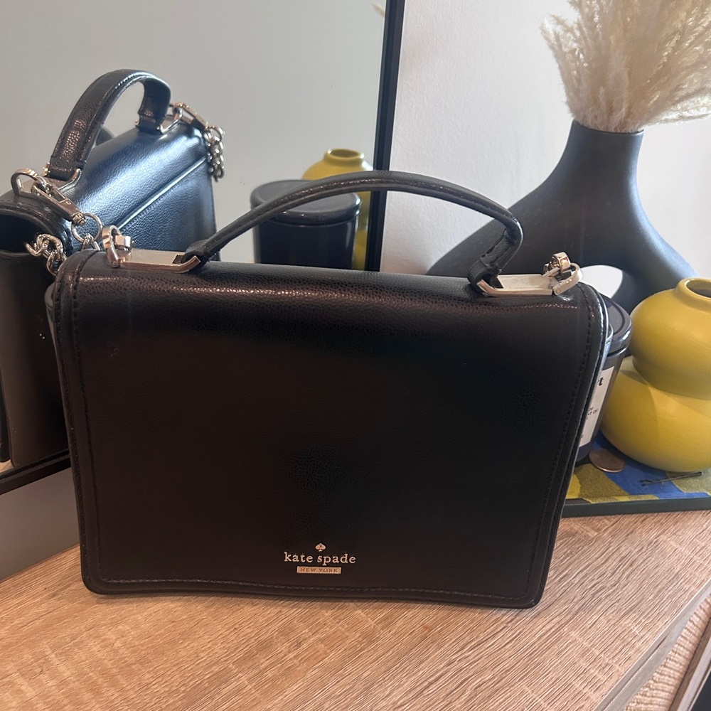 kate spade Black Structured Leather Top-Handle Satchel